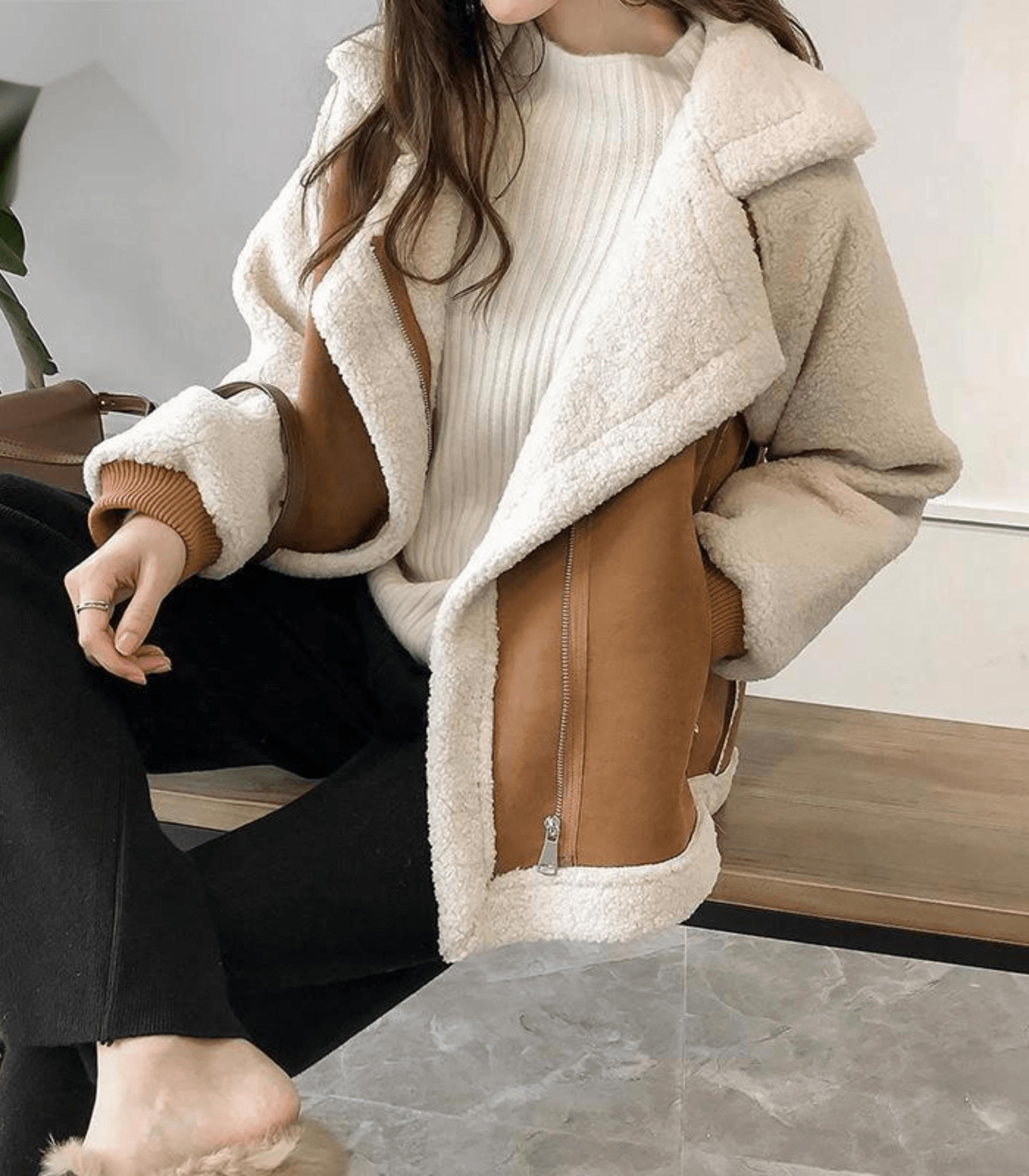 R&B | und Kuschelige Damenjacke mit Fellimitat
