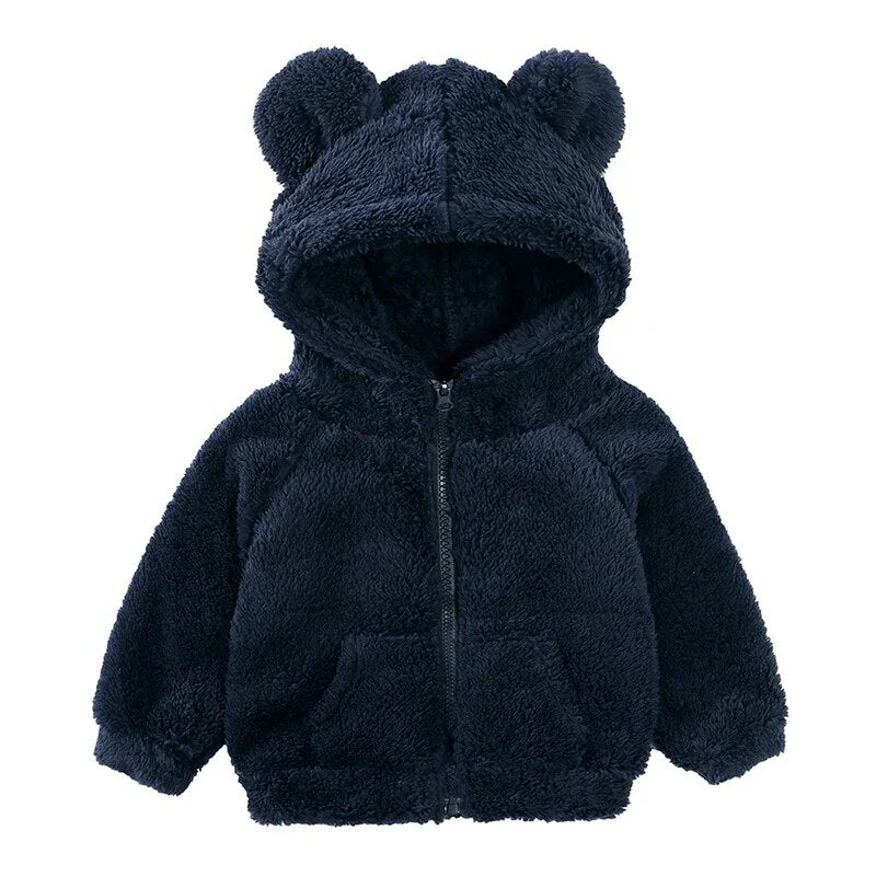 R&B Comfort Modische Bären-Kinderjacke aus dickem Samt