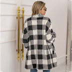 R&B | Mantel Übergröße Soft und Warm Kariertes Muster Knopfverschluss
