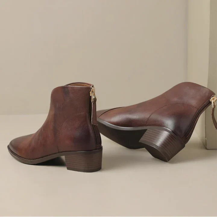 R&B | Damenstiefelette Aus Leder mit Blockabsatz