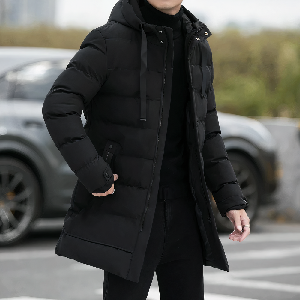R&B - Lässiger Winter Gefütterter Langer Mantel mit Kapuze für Männer