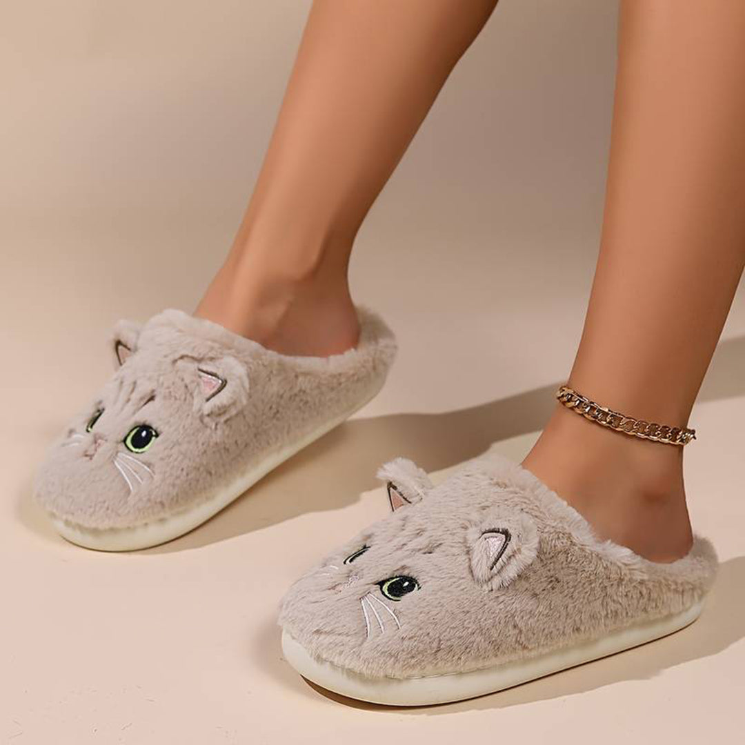 R&B | Weiche Damen Katzen Hausschuhe