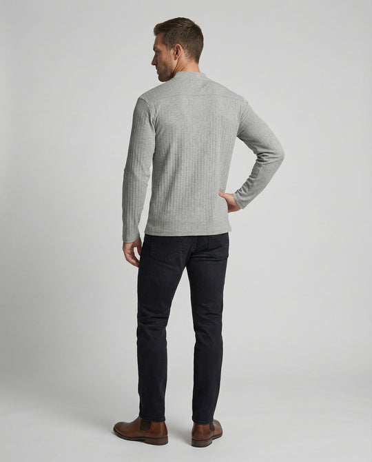 Herren Henley Sweatshirt mit Kristallknöpfen im Old Money Look