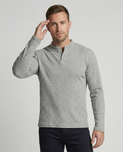 Herren Henley Sweatshirt mit Kristallknöpfen im Old Money Look