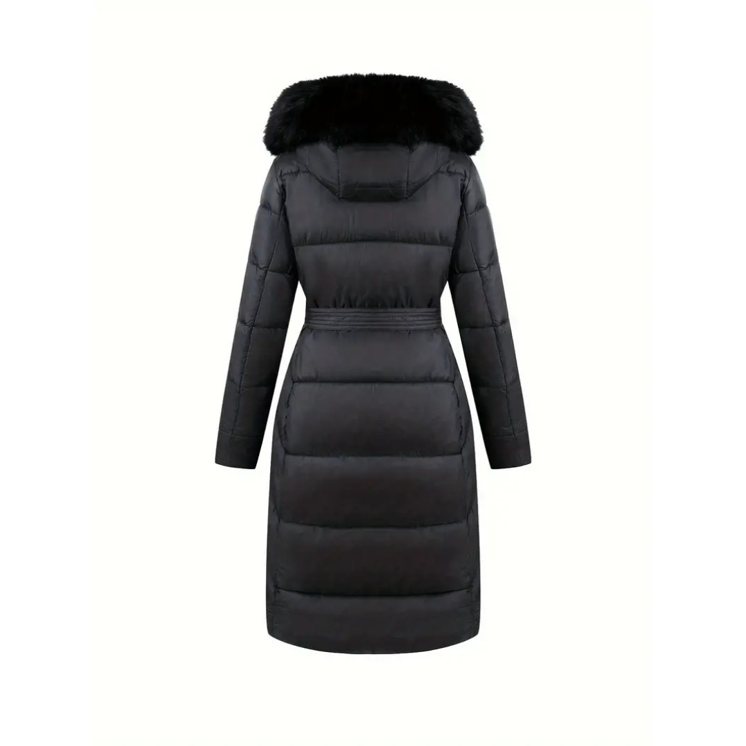 R&B | Winterjacke - Stilvolle Schwarze Damenjacke mit Einer Kunstfellkapuze