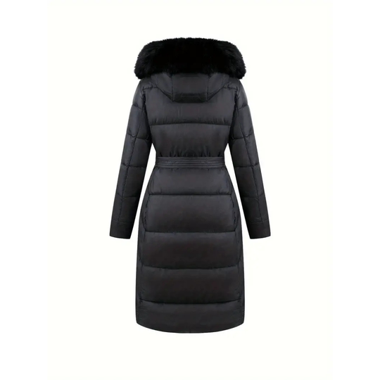 R&B | Winterjacke - Stilvolle Schwarze Damenjacke mit Einer Kunstfellkapuze