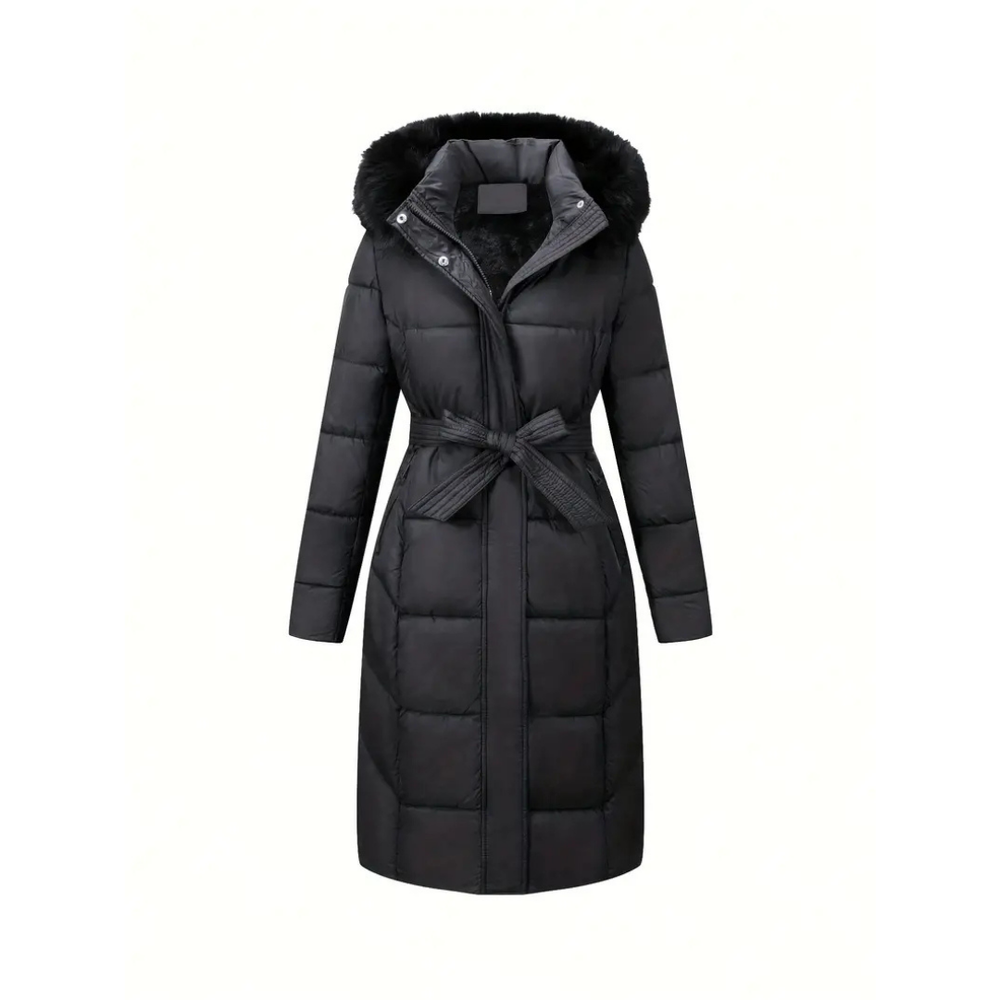 R&B | Winterjacke - Stilvolle Schwarze Damenjacke mit Einer Kunstfellkapuze