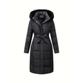 R&B | Winterjacke - Stilvolle Schwarze Damenjacke mit Einer Kunstfellkapuze