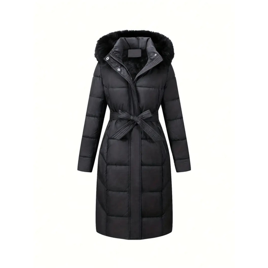 R&B | Winterjacke - Stilvolle Schwarze Damenjacke mit Einer Kunstfellkapuze
