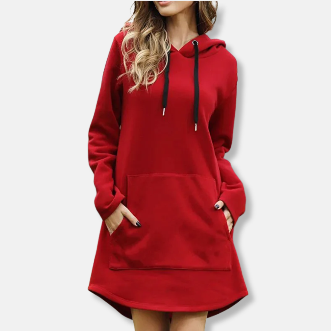 R&B | Kapuzenpullover Kleid Lässige Passform Weicher Baumwollmix Lange Ärmel