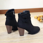 R&B | Retro-Gürtel-Schnalle Block-Absatz-Stiefel