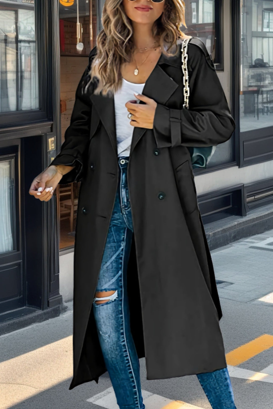 R&B | Langer Leichter Trenchcoat Damen mit Gürtel