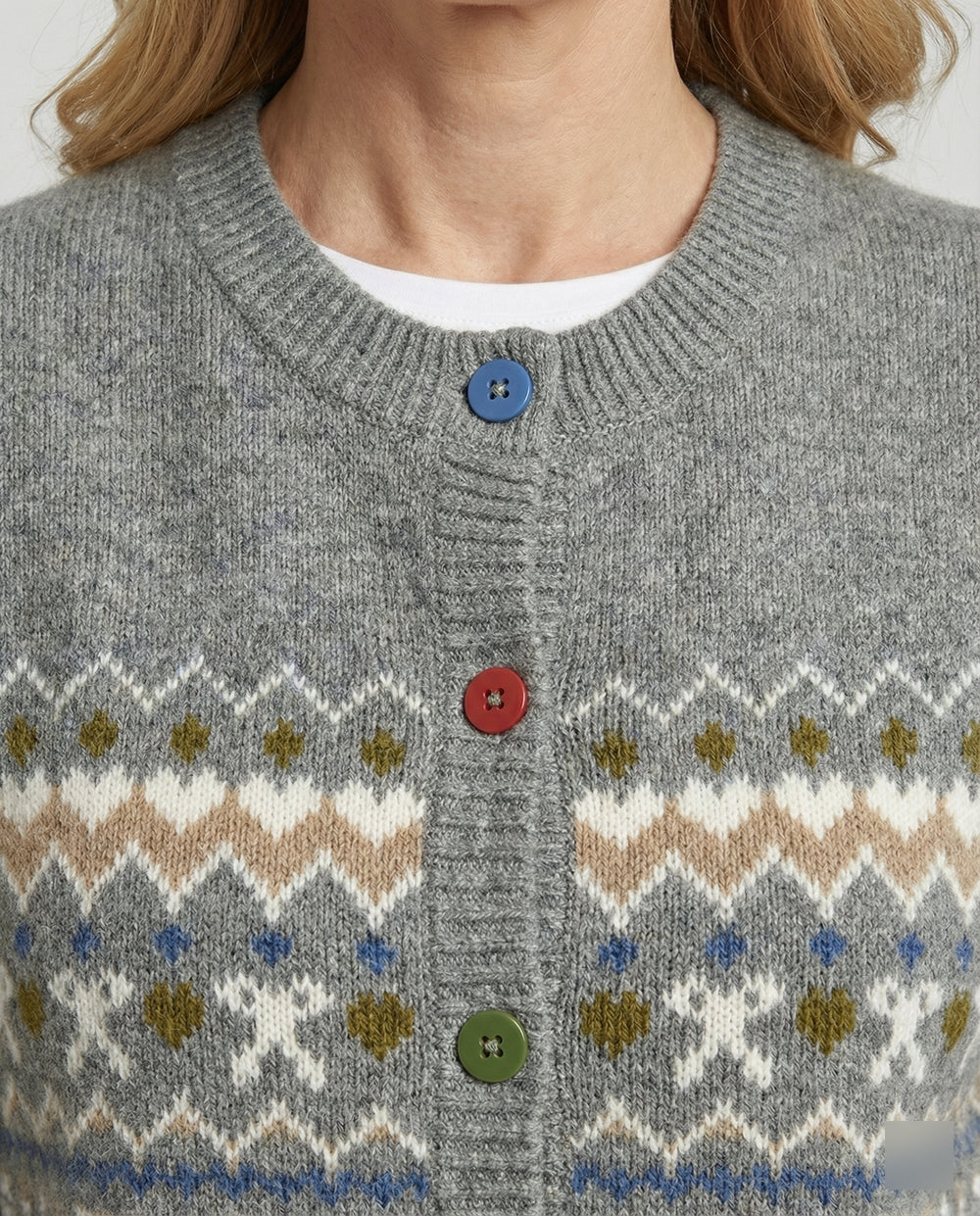 Retro Jacquard Strickweste für Damen im lässigen Oversize Vintage Look