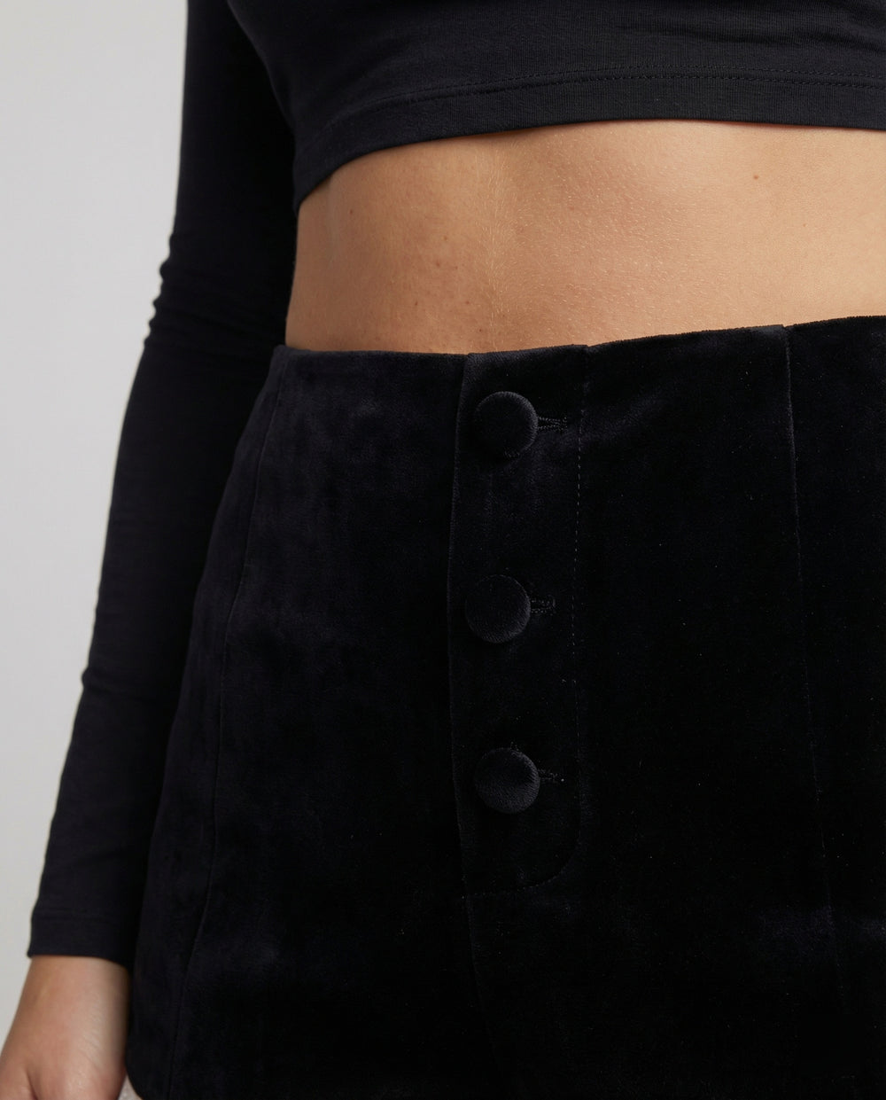 Retro Samt Shorts mit Spitze Hochtaillierte Damen Hose Vintage Look