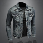 R&B | Herren Schwarze Denimjacke - Stonewashed-Stil