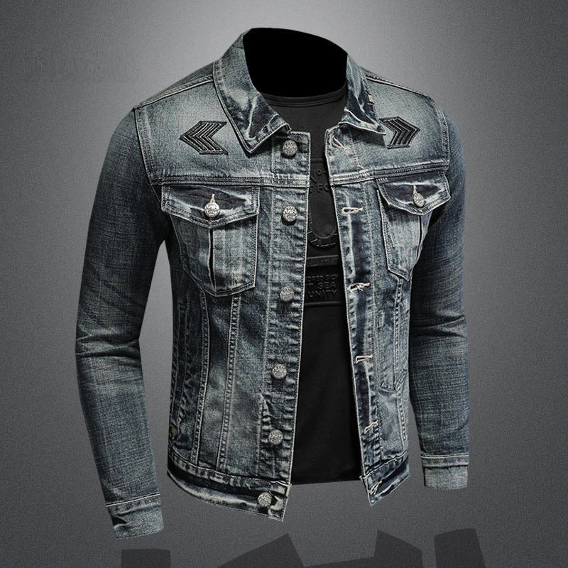 R&B | Herren Schwarze Denimjacke - Stonewashed-Stil