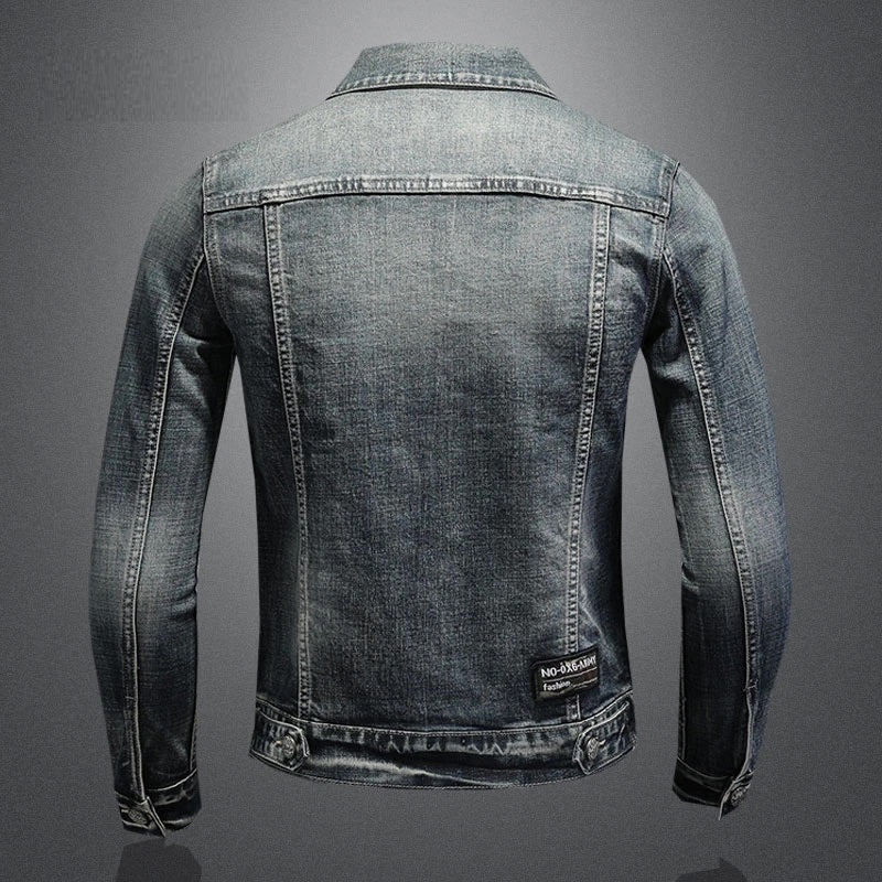 R&B | Herren Schwarze Denimjacke - Stonewashed-Stil