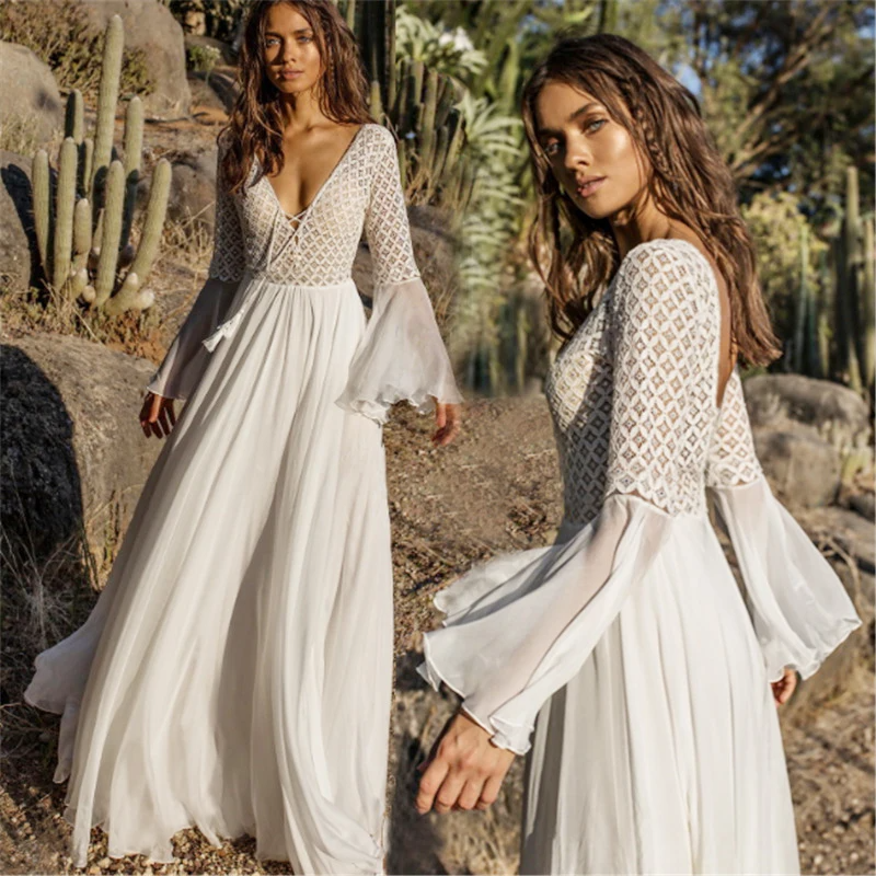 Leichtes Weißes Boho-Kleid mit Fließendem Schnitt für Sommer & Festivals | R&B