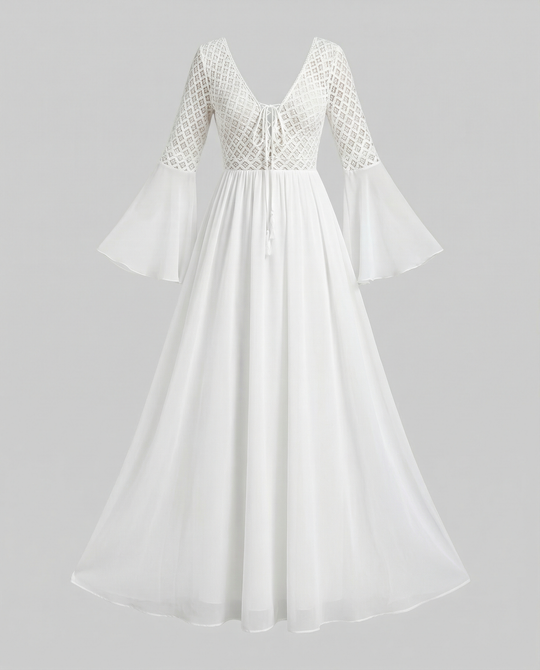 Leichtes Weißes Boho-Kleid mit Fließendem Schnitt für Sommer & Festivals | R&B