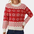 R&B | Gestrickter Weihnachts-Pullover Damen Schneeflocken Design