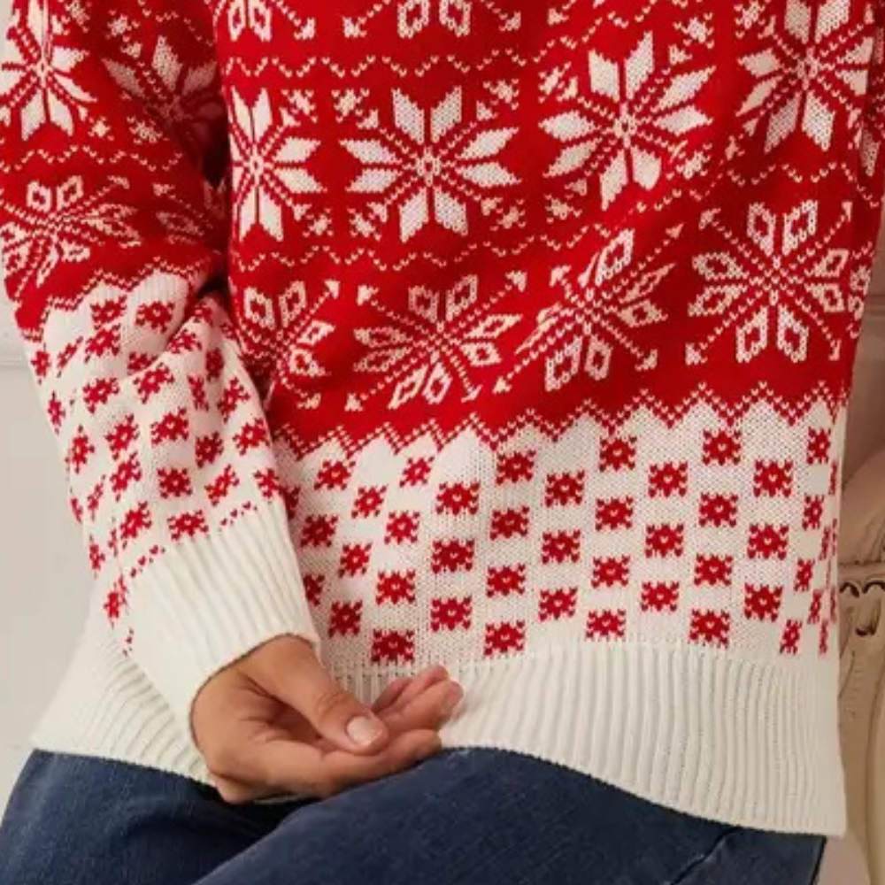 R&B | Gestrickter Weihnachts-Pullover Damen Schneeflocken Design
