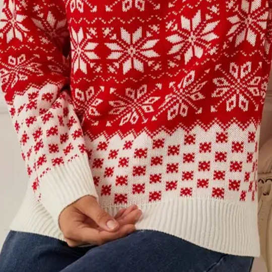 R&B | Gestrickter Weihnachts-Pullover Damen Schneeflocken Design