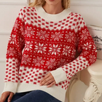R&B | Gestrickter Weihnachts-Pullover Damen Schneeflocken Design
