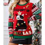 R&B | Gestrickter Weihnachts-Pullover mit Katzenmotiv Damenmode