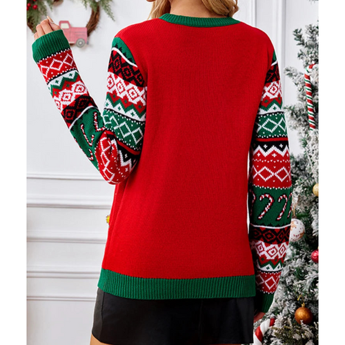 R&B | Gestrickter Weihnachts-Pullover mit Katzenmotiv Damenmode