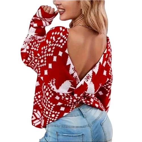R&B | Weihnachts-Strickpullover Damen mit norwegischem Muster Stupid Weihnachts-Strickpullover