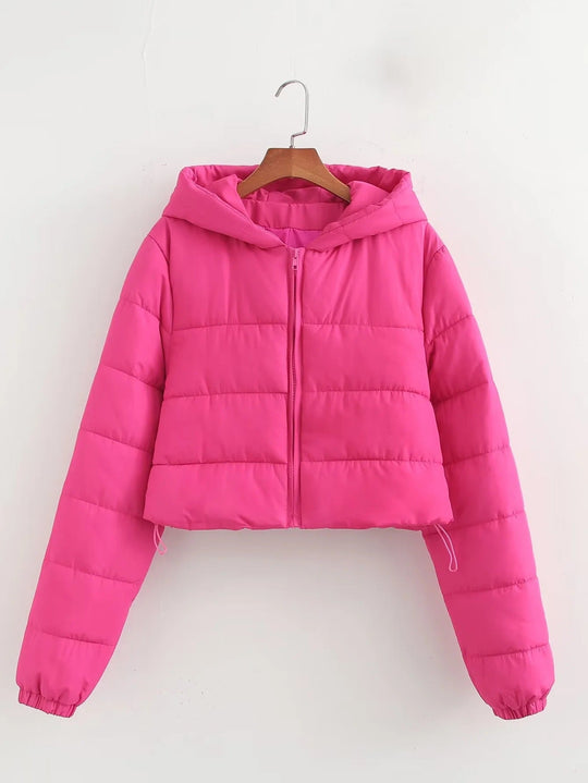 R&B | Kapuzen Cropped Slim Winterjacke
