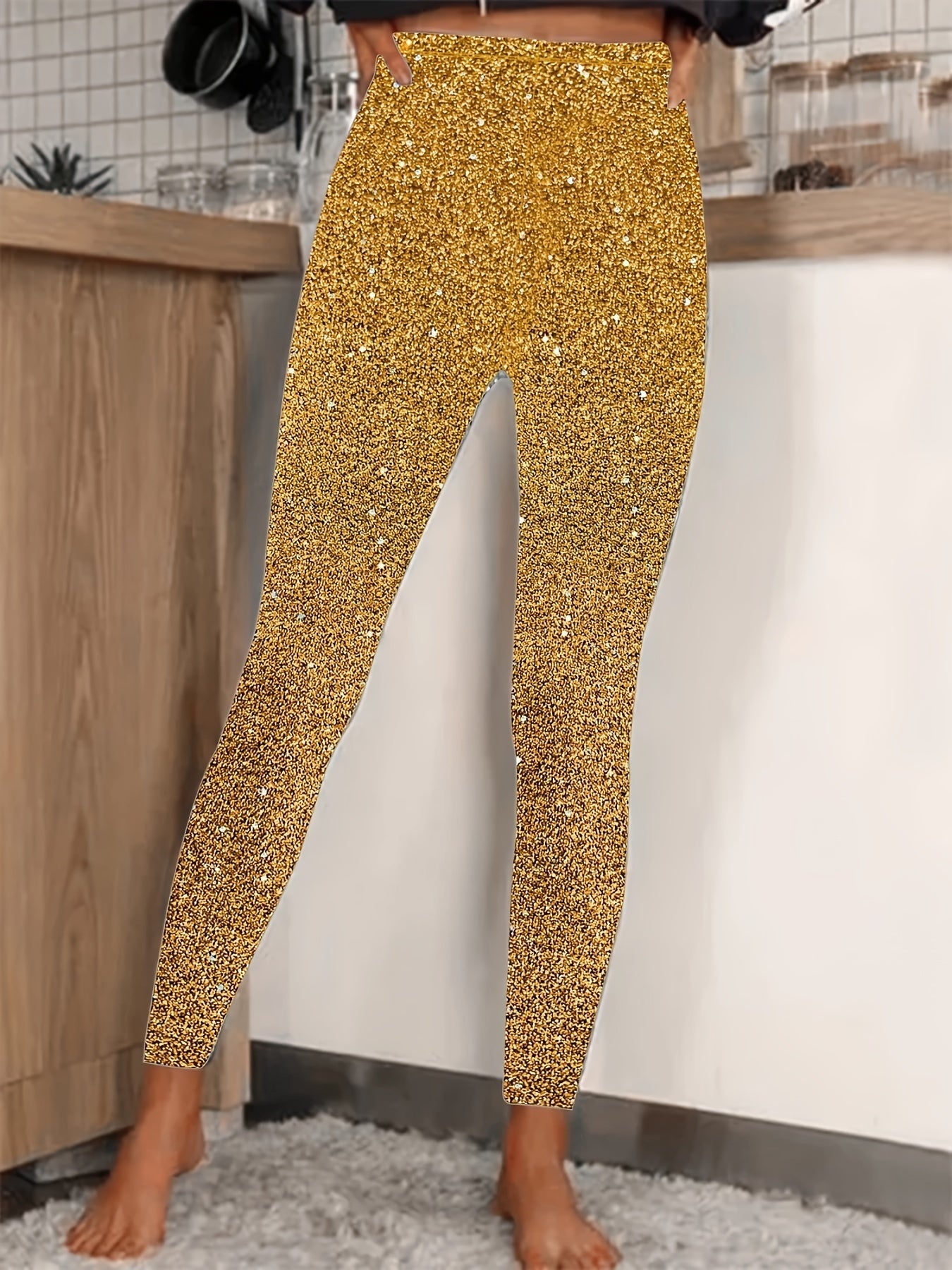 R&B | Hochtaillierte Pailletten Leggings Glänzend & Komfortabel