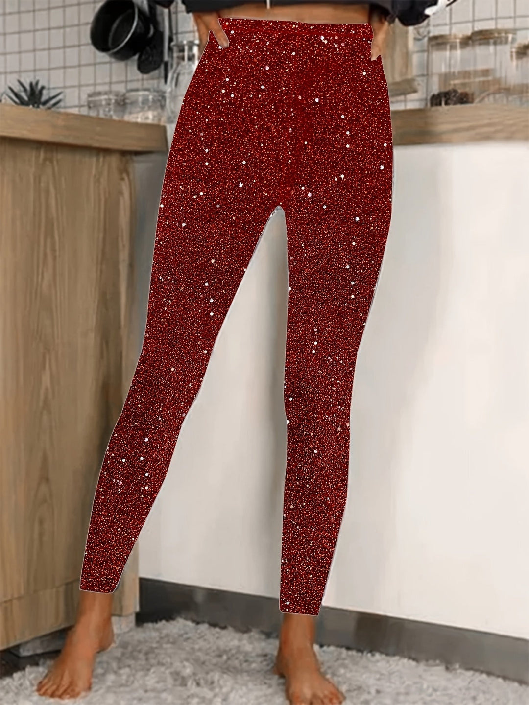 R&B | Hochtaillierte Pailletten Leggings Glänzend & Komfortabel