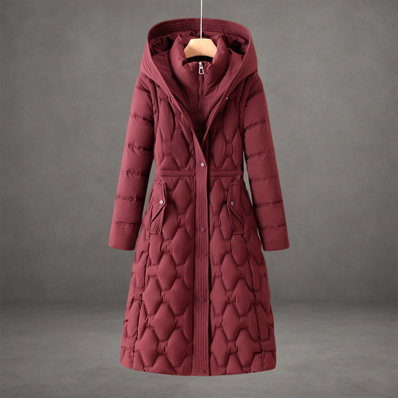 R&B | Kapuzen Maxi Puffer Mantel Steppmantel mit Knopfleiste