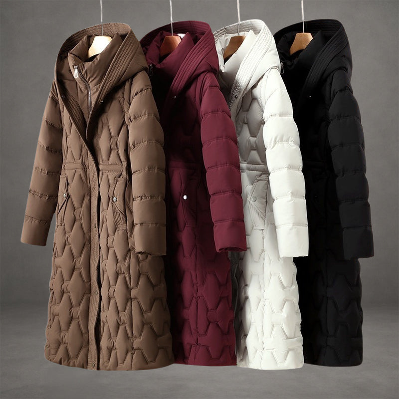R&B | Kapuzen Maxi Puffer Mantel Steppmantel mit Knopfleiste