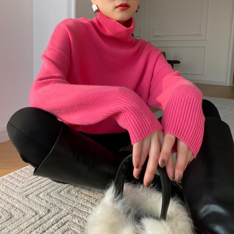 R&B | Rollkragenpullover Weicher Strick Lockere Passform Lange Ärmel