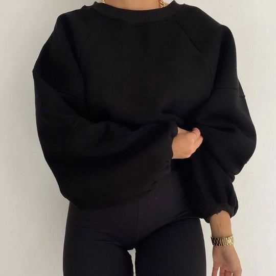 R&B | Lockerer Rundhals Langärmeliger Pullover