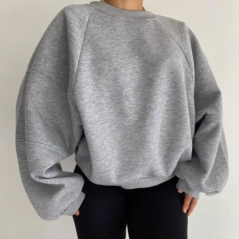 R&B | Lockerer Rundhals Langärmeliger Pullover