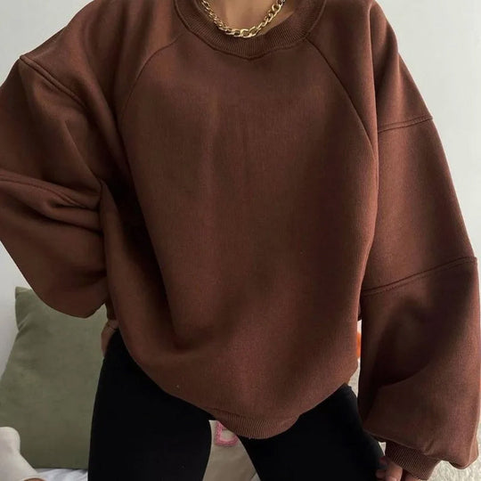R&B | Lockerer Rundhals Langärmeliger Pullover
