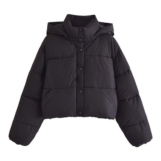 R&B | Damen Moderne Gekürzte Kapuzen Pufferjacke für Kaltes Wetter
