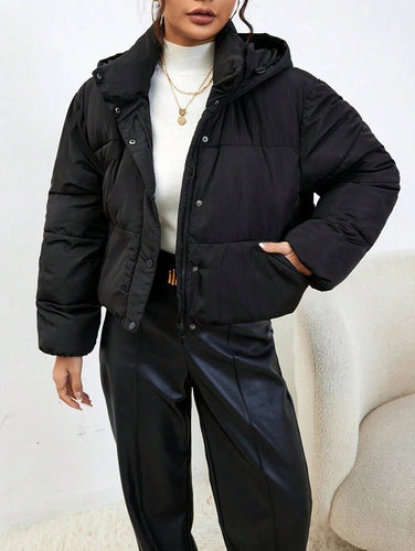R&B | Damen Moderne Gekürzte Kapuzen Pufferjacke für Kaltes Wetter