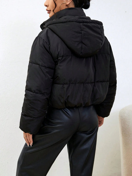 R&B | Damen Moderne Gekürzte Kapuzen Pufferjacke für Kaltes Wetter