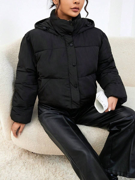 R&B | Damen Moderne Gekürzte Kapuzen Pufferjacke für Kaltes Wetter