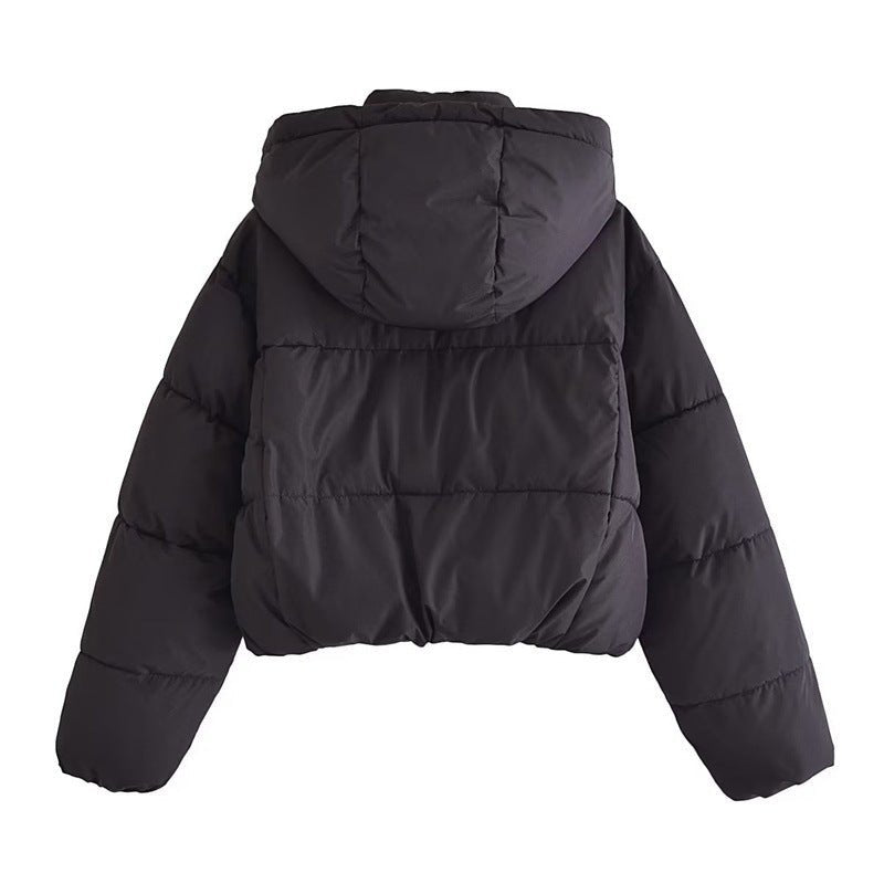 R&B | Damen Moderne Gekürzte Kapuzen Pufferjacke für Kaltes Wetter