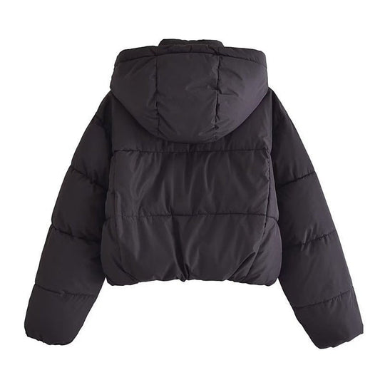 R&B | Damen Moderne Gekürzte Kapuzen Pufferjacke für Kaltes Wetter
