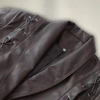 R&B | Lederjacke - Wickeldesign - Gurtel Taille - Strukturierte Schultern - Schnürdetails