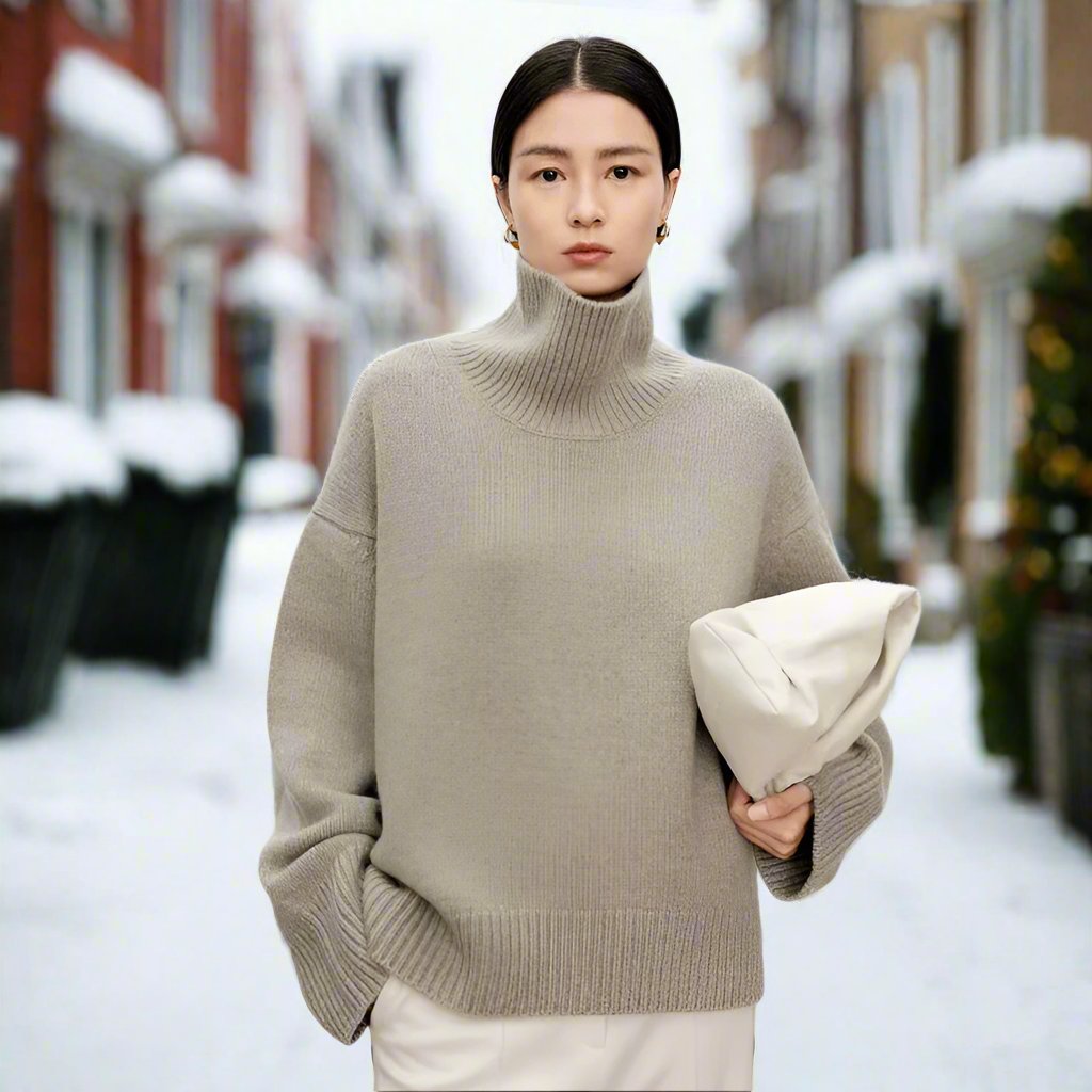 R&B | Rollkragenpullover Gestrickte Wollmischung Oversized Fit Weich und Warm