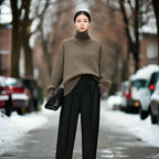 R&B | Rollkragenpullover Gestrickte Wollmischung Oversized Fit Weich und Warm