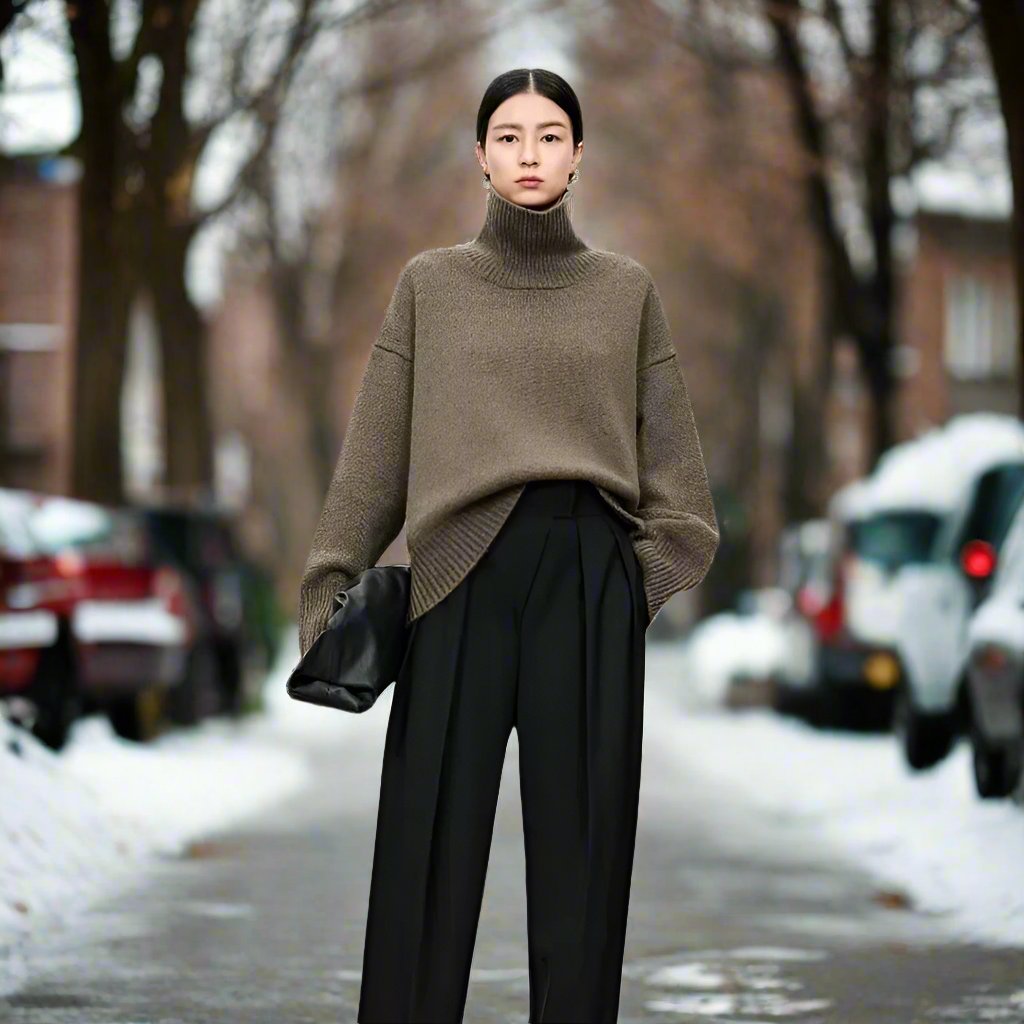 R&B | Rollkragenpullover Gestrickte Wollmischung Oversized Fit Weich und Warm