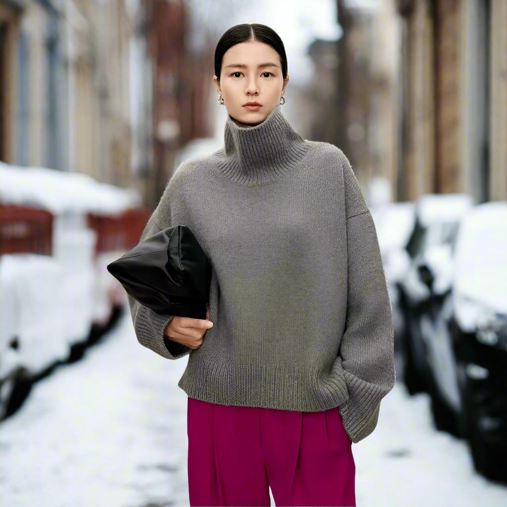 R&B | Rollkragenpullover Gestrickte Wollmischung Oversized Fit Weich und Warm